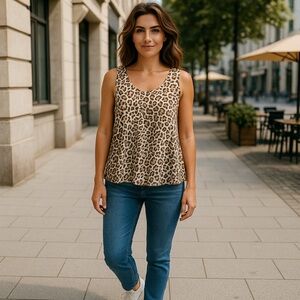 Chico’s Leopard Print Tank Top Size 3 (US 16/18) Sleeveless Chic